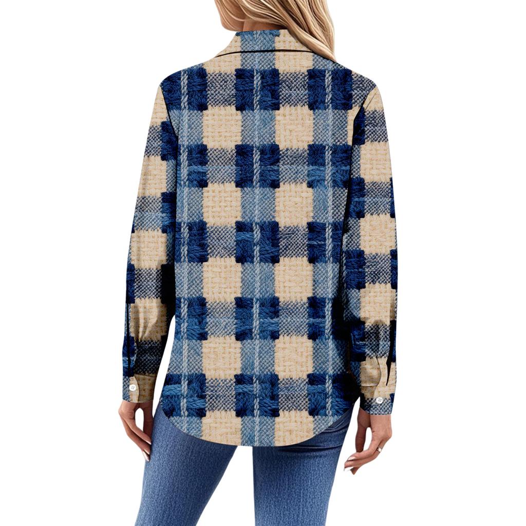 Women's Fashionable Casual Printed Long-Sleeved Button-Up Shirt