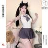 Jiayin Erotic Underwear JK Uniform Pure Lust Spice Girls Sexy Suit Passion Skirt Free of Backless Uniform Temptation
