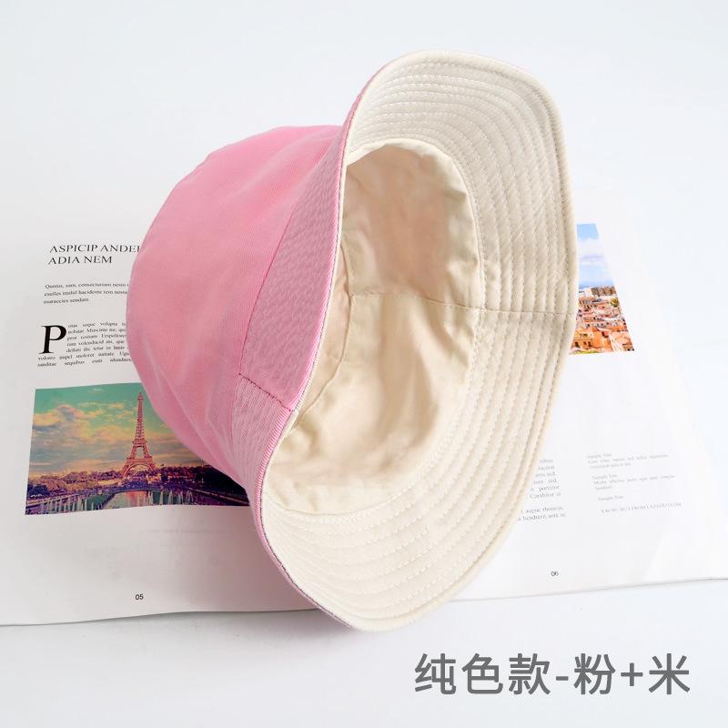 Bucket hat women's summer face small hat fashionable versatile double-sided sun hat