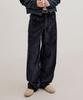 LMOOD Fancy Corduroy Wide Pants Navy