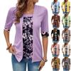 Women's Fashion Slim Fake Two Piece Five Points Sleeve Printed Top T-Shirt
