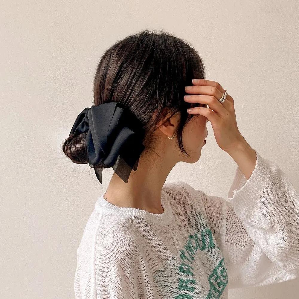 Updo Hairpin Long Hair Hairpin Angel Scrunchie Chiffon Double Wing Lovely Hairpin Black