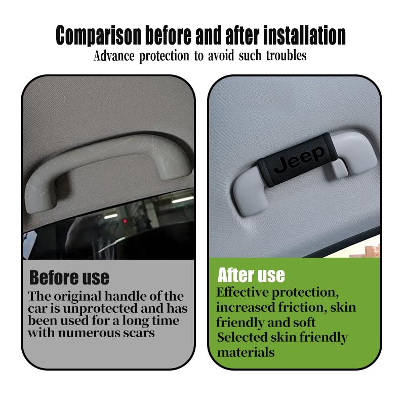 For Jeep Suede Car Roof Armrest Inner Door Pull Handle Protection Cover Cherokee Wrangler JK Gladiator Compass Renegade Patriot AJT1