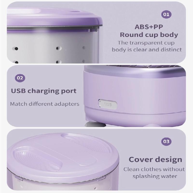 2L Wash & Dehydration-in-One Washing Machine with 390 High-Power Motor, Automatic Spin-Drying, Mini Washing Cup, and Portable Wireless Charging