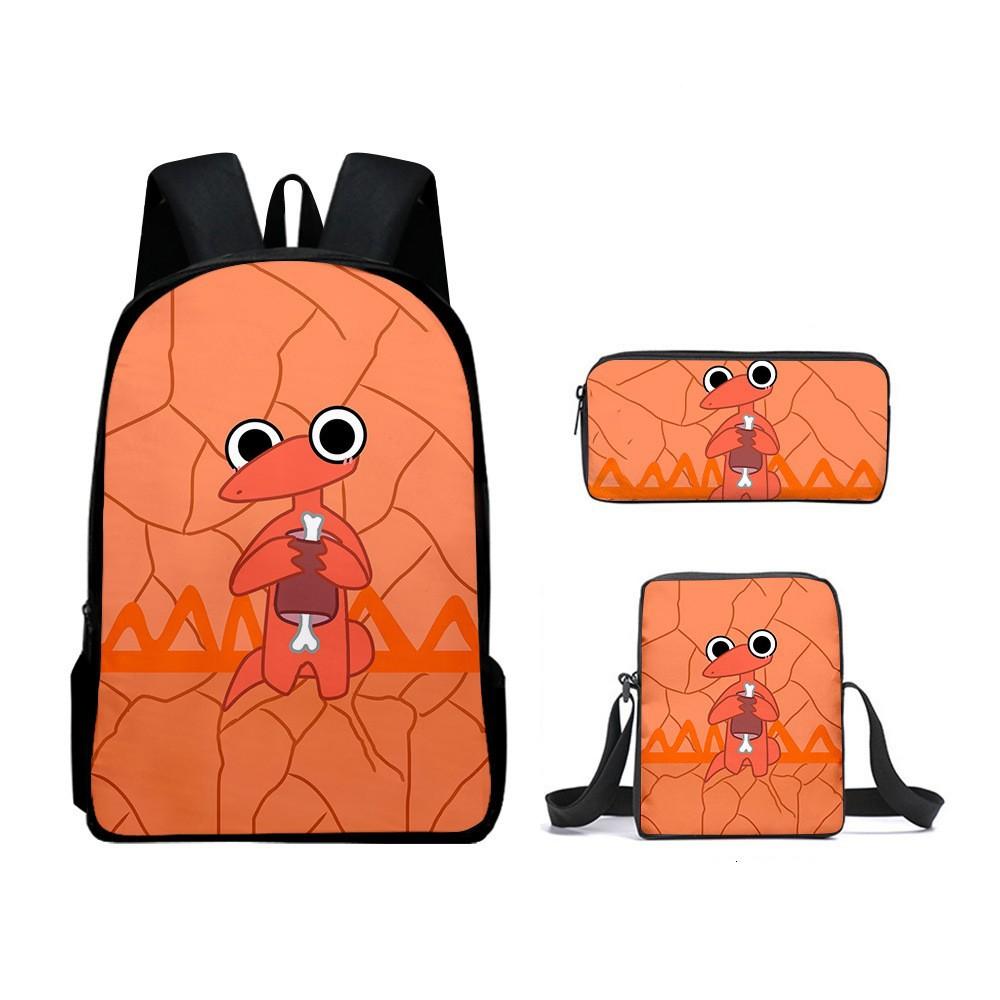 Rainbow Friends Zaino Scolastico Rainbow Friends Zaino Cartone Animato Borsa a Tracolla Astuccio Set da Tre Pezzi