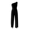 Einschultriger ärmelloser Overall für Damen Modedruck Weite Beine Hosen Strampler Eleganter Overall mit hoher Taille