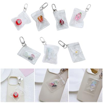 Trendy Clear Fruit Pattern Key Rings Attractive Clear Fruit Bag Keychain Easy To Carry Resin Keyrings Bag Accessory