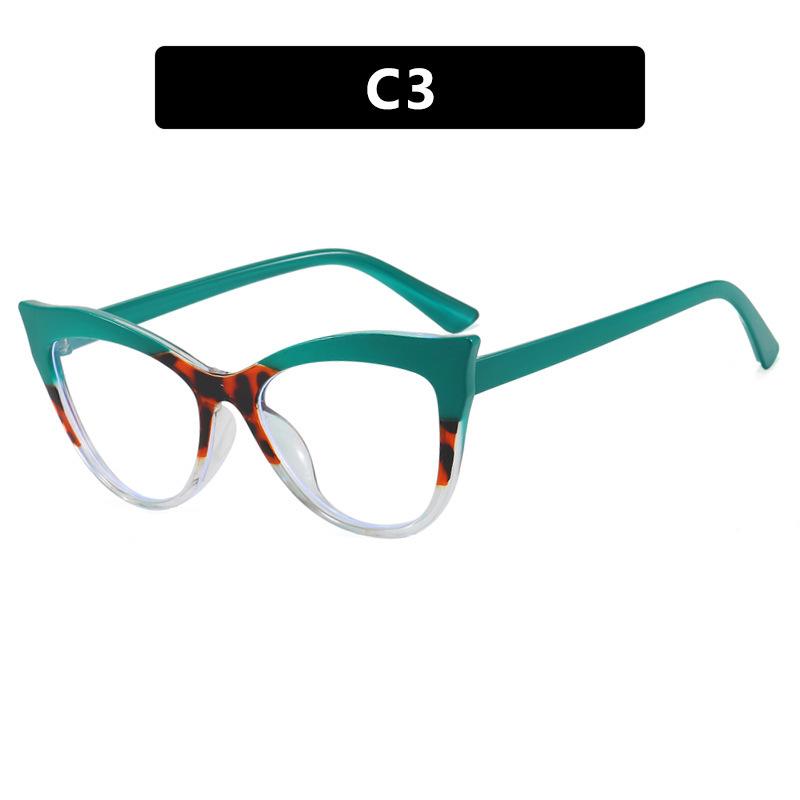 Stylish Color-Block Cat-Eye Frames Anti-Blue Light Non-Prescription Glasses Classic Cycling and Driving Eyewear for Women