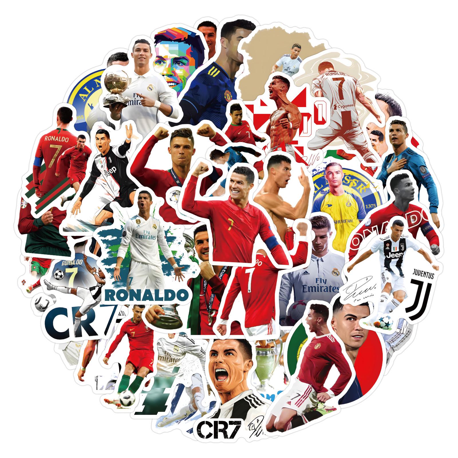 

50 Cartoon CR7 Sports Stickers for Suitcases, Laptops, Skateboards, and Cars
