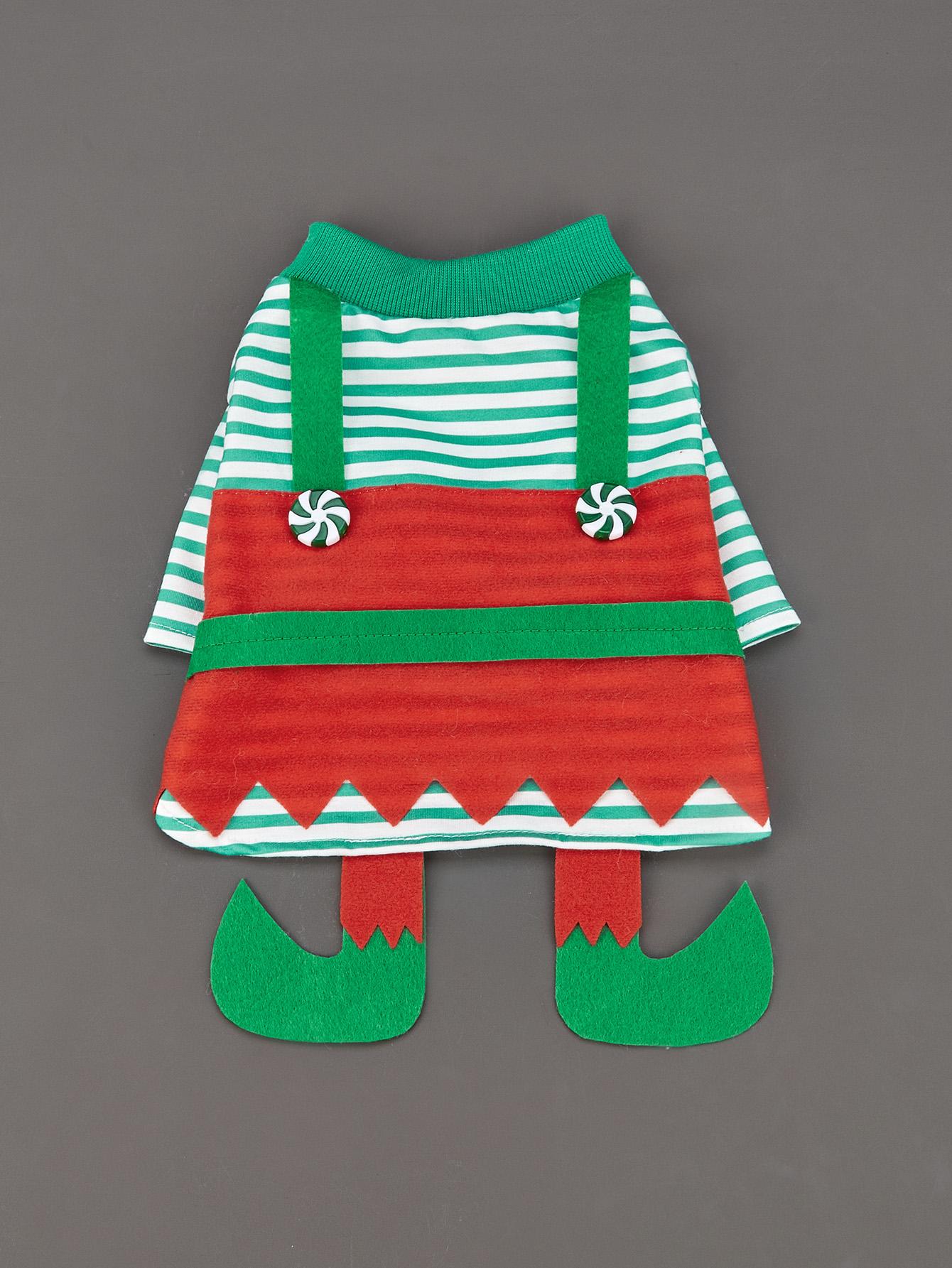 

Dog Spirit COS Clothes for Small Dogs T-Shirt Striped Costume Puppy Pajama with Candy shaped Buttons Doggie Pet Clothes Soft Ap XS（old） зелёный