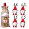 Kreativní vánoční sada na víno Zlaté sametové šaty Obaly na láhev vína Rukáv Santa Sněhulák Vánoce Nový rok Dekorace na jídelní stůl
