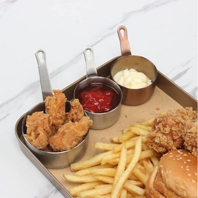 Handle Stainless Steel Sushi Hot Pot Dipping Bowl Vinegar ContainerSauce Cup Mini Sauce Pan Small Bowls for Dipping Sauce