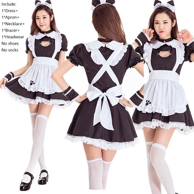 Costume Womens Cosplay Lolita Cat Maid Dress Halloween Party Bubble Skirt