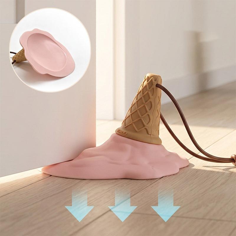 1PC Suction Cup Door Stopper Creative Ice Cream Door Stopper Detachable Hangable Anti Collision Pad Home Door Handle Protector