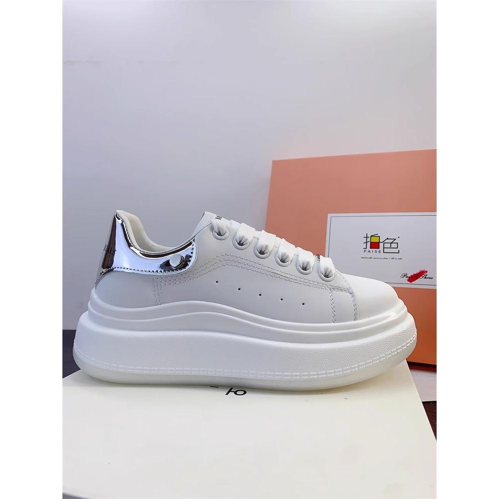 Легкие дышащие легкие дышащие туфли на платформе из натуральной кожи, удобная женская обувь, новые весенние повседневные универсальные туфли для белых досок 35 серебряный