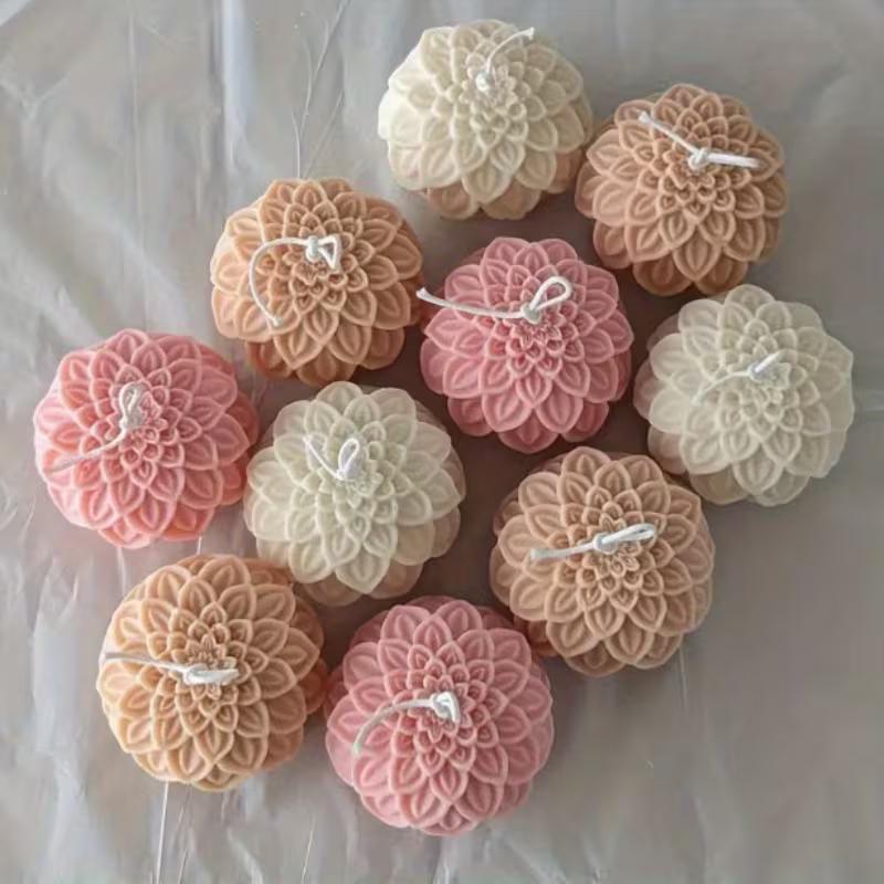 1pcs DIY Aromatherapy Candle Plaster Soap Resin Mold Candle Making Supplies Home Decor Flower Ball Ornament Silicone Candle Mold