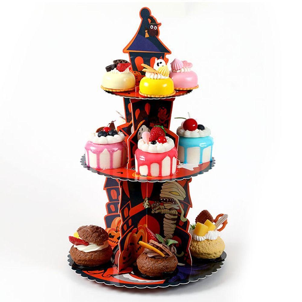 3-Tier Halloween Dessert Stand Christmas Cake Rack Tray Cupcake Stands Thanksgiving