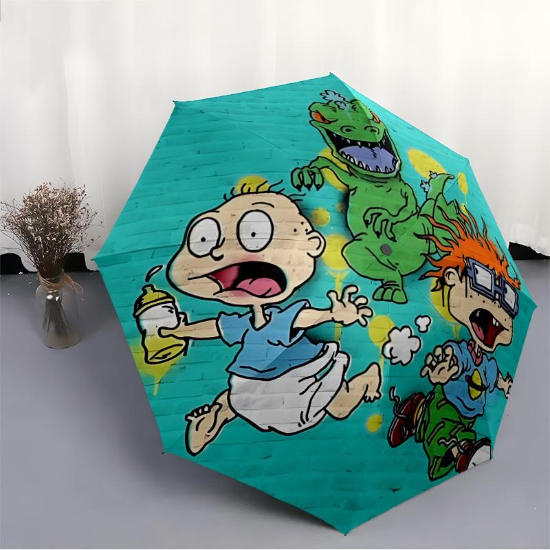 Rugrats Dino Automatic Open Umbrella Compact Foldable Design, Durable Fabric for Casual Travel Companion for Outdoor a0822044
