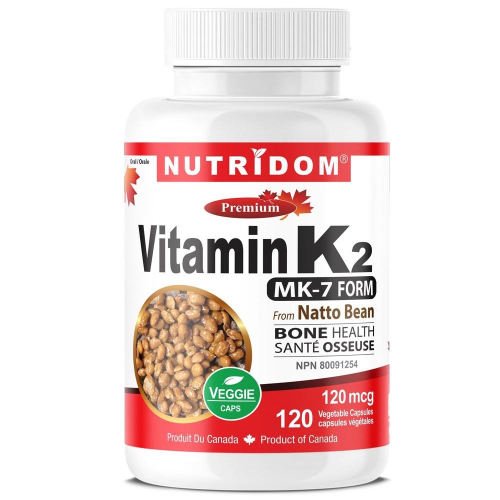 Vitamin Nutridom Vitamin K2 MK-7 Natto-derived K2 MK-7 120mcg 120 Vegetable Capsules Canada 1 pcs 120 Tablets
