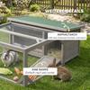 Rabbit Hutch Rabbit Cage Wood Rabbit Cage with Hinged Bitumen Roof, Run Enclosure, Doors 125,5x100x49 Cm Grey