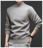 Men's Fleece-Lined Half-High Neck Sweater: Warm, Thick, Knitted Pullover for Autumn & Winter.