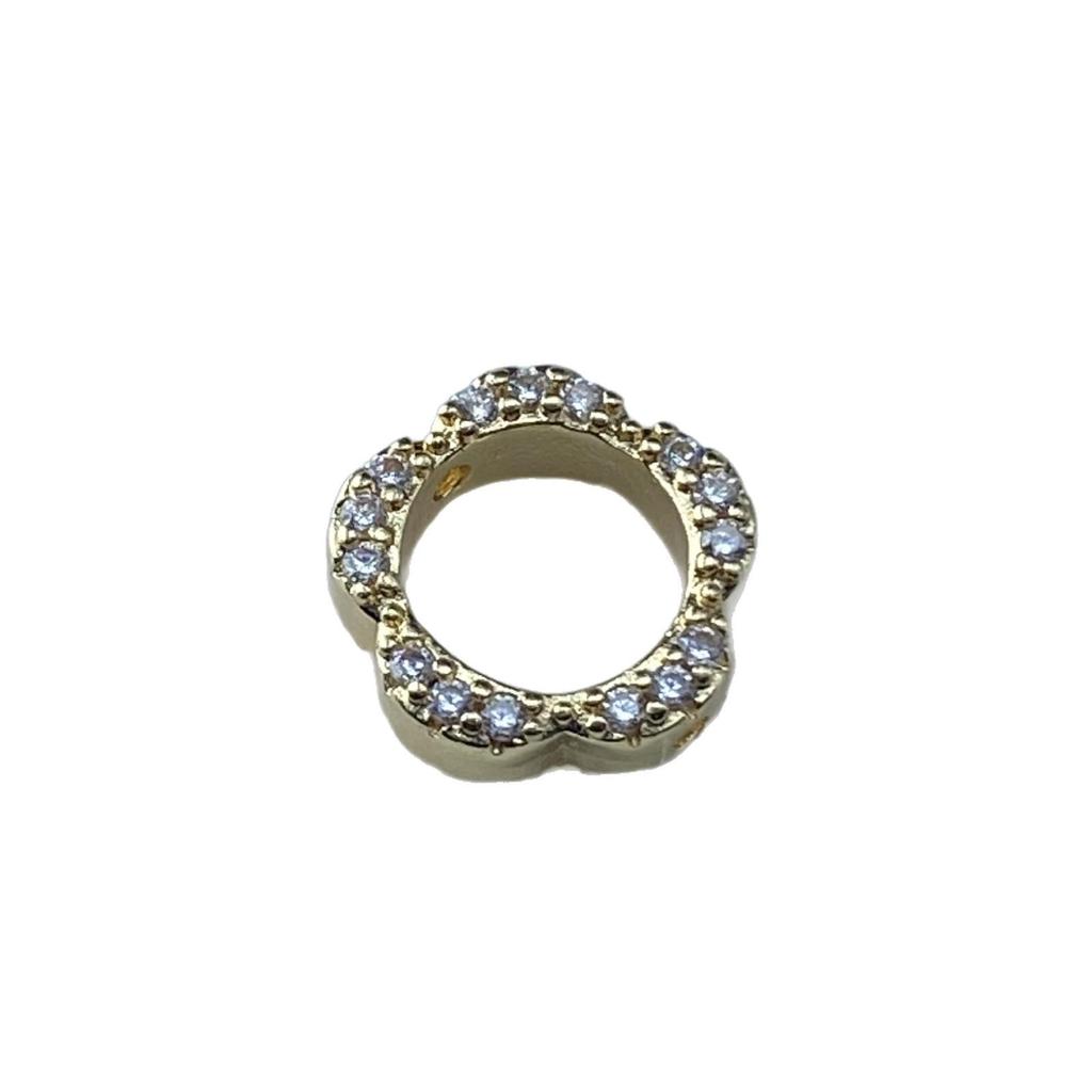 Double-Sided Zircon Plum Blossom Bead Ring Spacer – Crystal Color Retention Beading Accessory