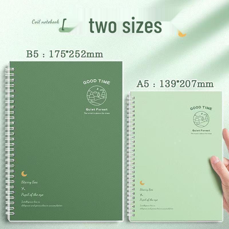 Gradient Green Spiral Notebook - A5 & B5 Lined for Junior High & High School Students