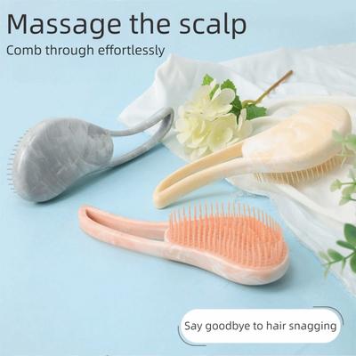 Curved Handle Scalp Massage Brush Smooth Bristles Anti-static Grooming Hairbrush Comfortable Hairdressing Comb Daily Hair Care