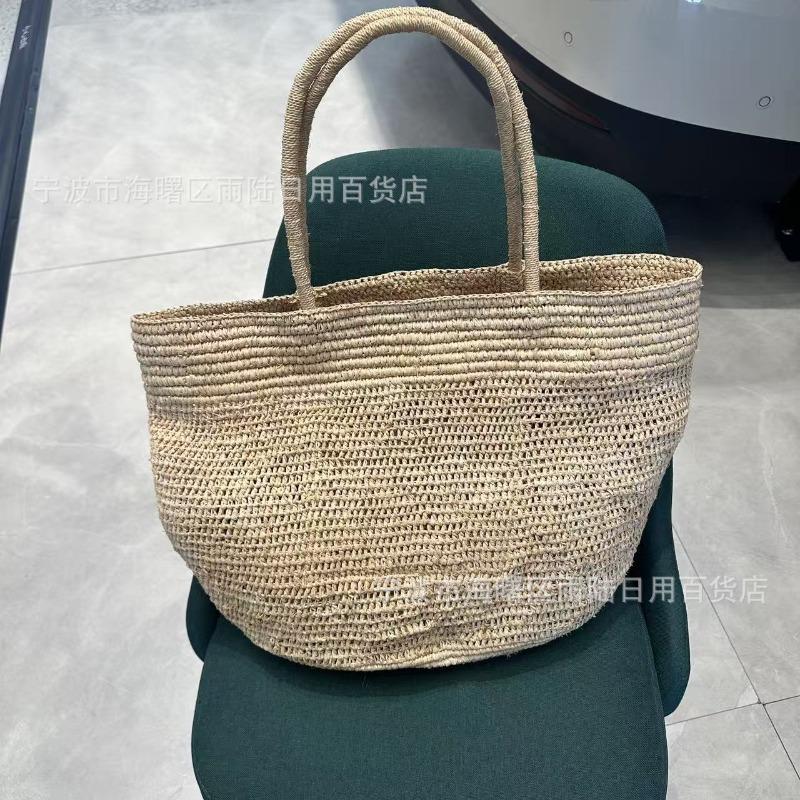 Borsa a mano in rafia intrecciata a mano di grande capacità da donna, estiva, semplice, in paglia, a mano/spalla, borsa da spiaggia
