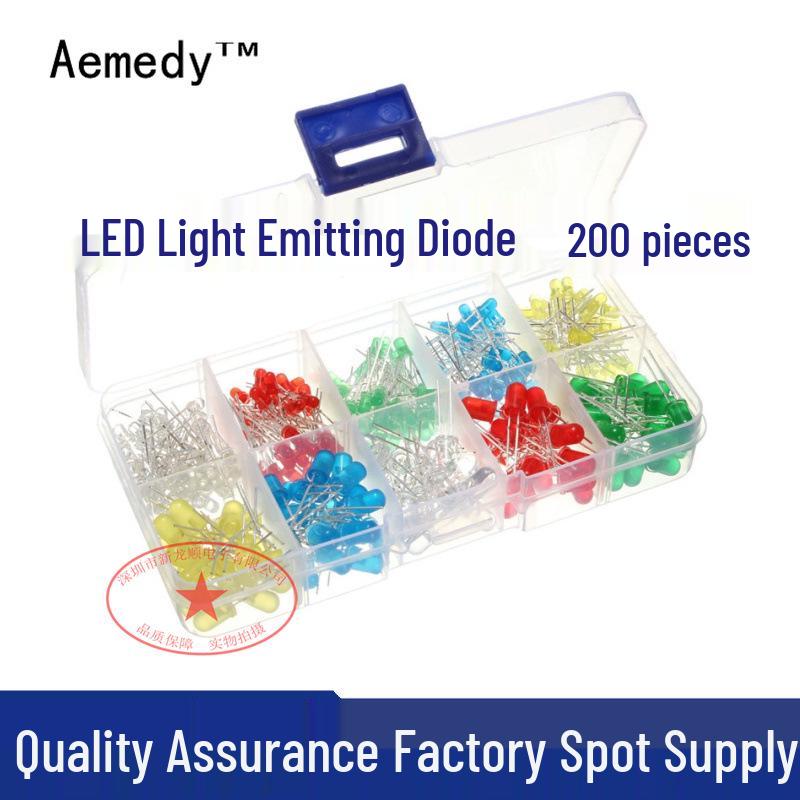

LED Light Emitting Diode Sample Box: 3MM & 5MM LED Lamp Beads in Red, Yellow, Blue, Green, White - Short Lead 3mm