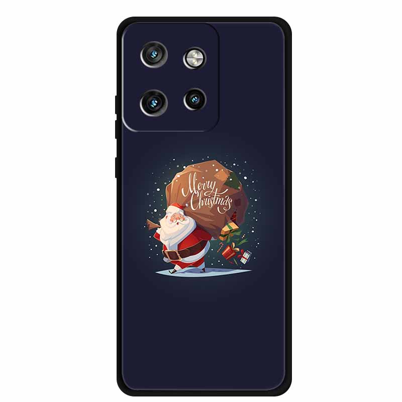Christmas Cover For Motorola Moto G75 5G Black Silicone Cases TPU Santa Claus Christmas Tree Cover Deer For Moto G75 5G TPU case