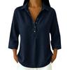 Women's loose-fitting seven-button denim blouse with decorative buttons