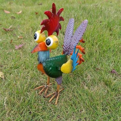 Outdoor Decoration Garden Rooster Statues Iron Yard Art Chicken Sculpture Rustproof Miniature Metal Rooster Ornaments for Home