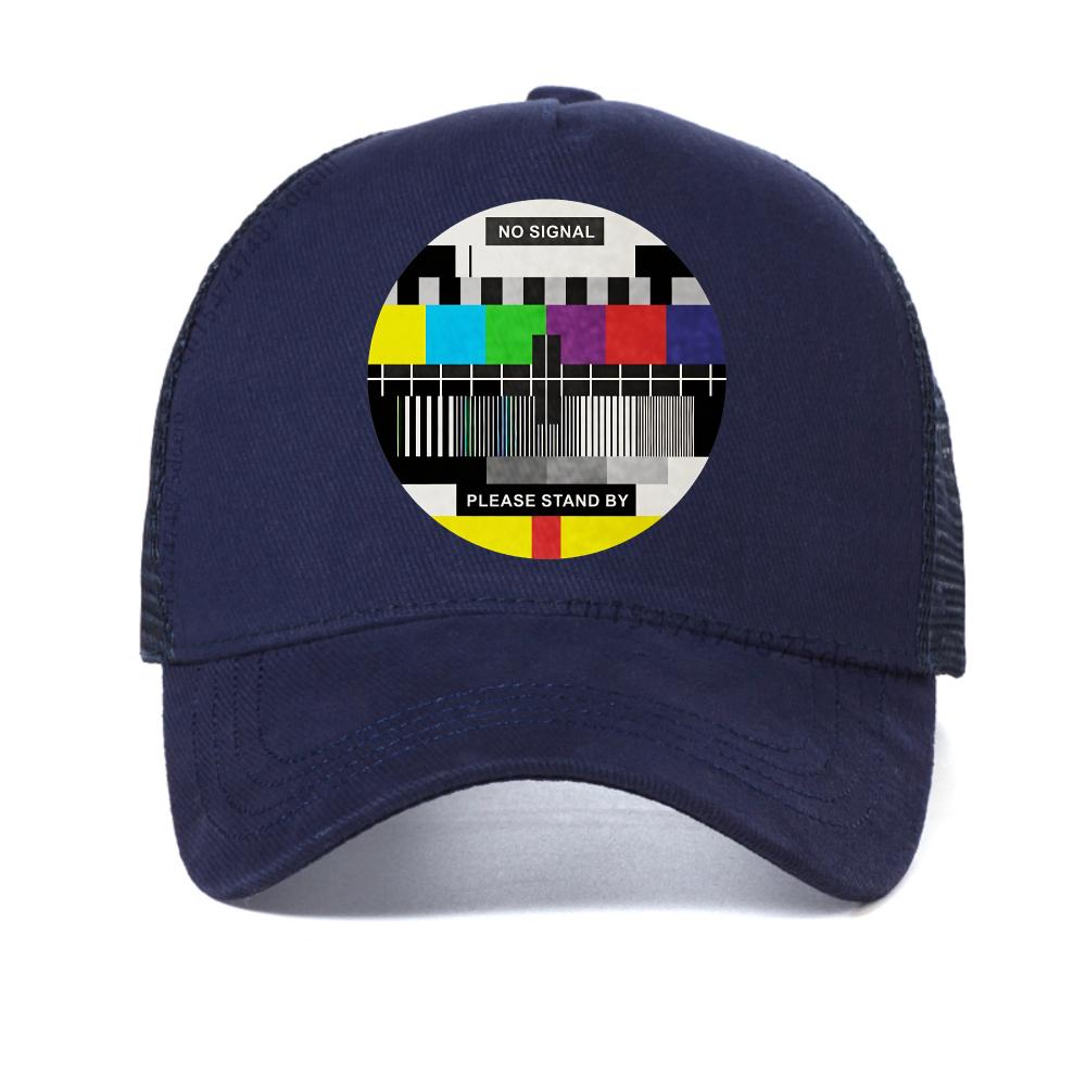 

TV No Signal Print Men s baseball cap Hip Hop Style Streetwear Summer Fashion women hat casual adjustable mesh breathable caps Adjustable темно-синього кольору