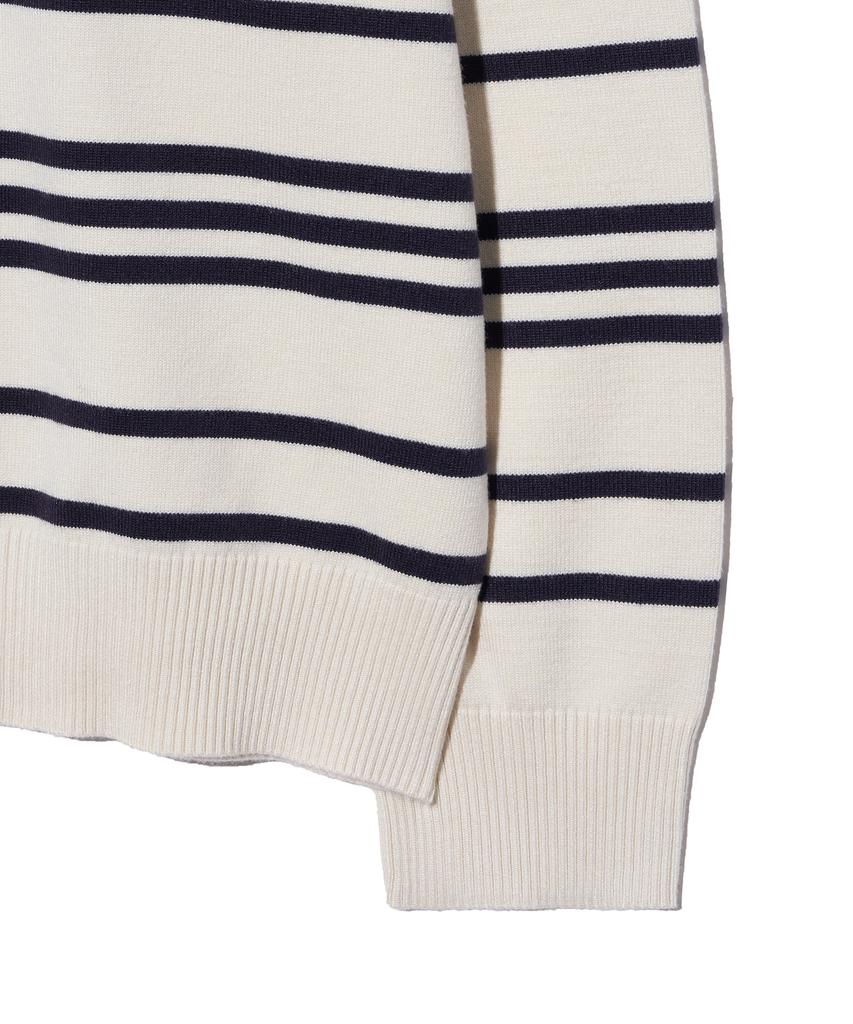 IRONYPORNO WHITELINE 86-Iroj368 Classic Small Stripe Long Sleeve Knit Beige