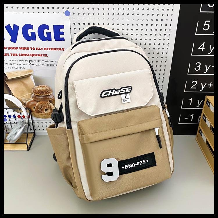 

School bag for boys Junior high school students Contrast colors Strong and durable Handsome large capacity High value High school students хаки