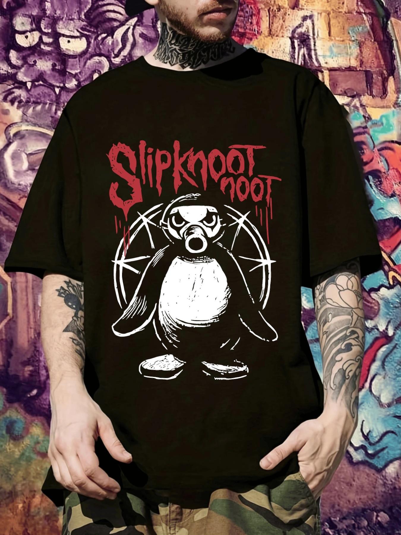 Slipknot Band Graphic T-shirt - Heavy Metal Tee with Palmer Penguin Mascot S