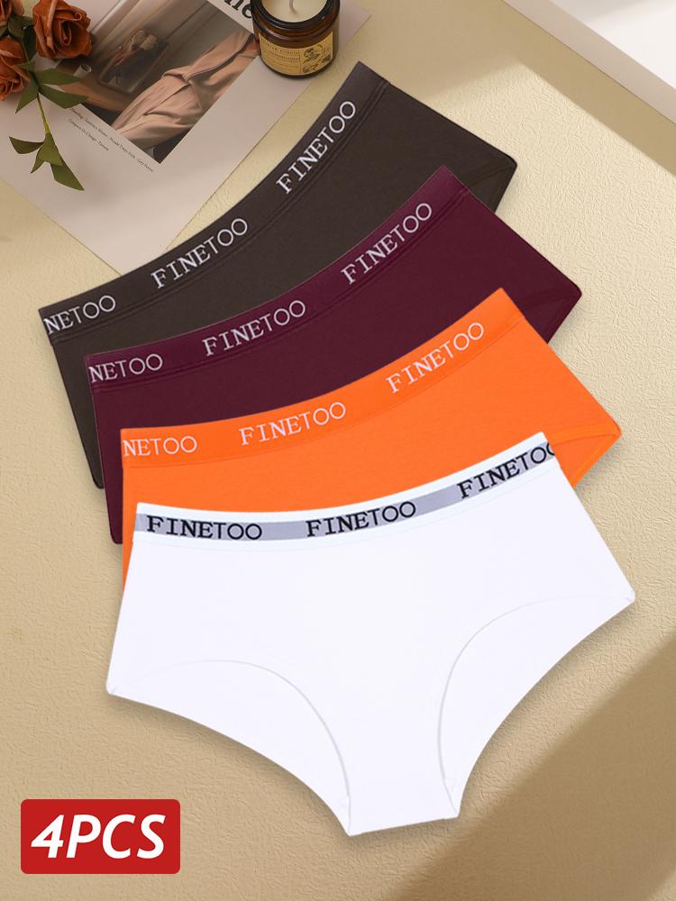 

4 шт./компл. женские хлопковые трусики сексуальные с низкой посадкой эластичные трусы с буквенными бретельками нижнее белье для девочек однотонные спортивные трусики мягкое нижнее белье XL&4pcs