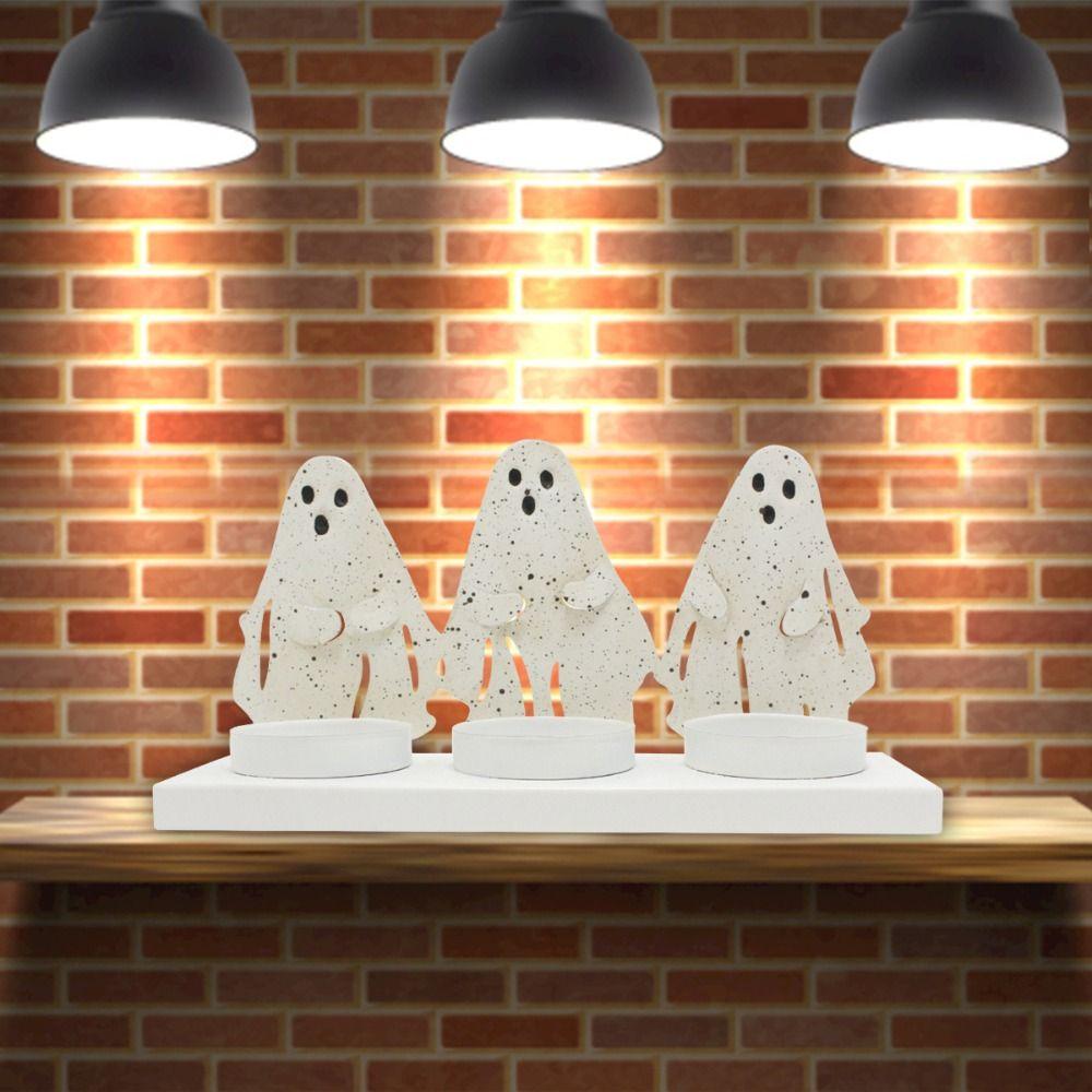 Portable Halloween Candle Holder Funny Halloween Ornament Party Decor Ghost Candle Stand Garden