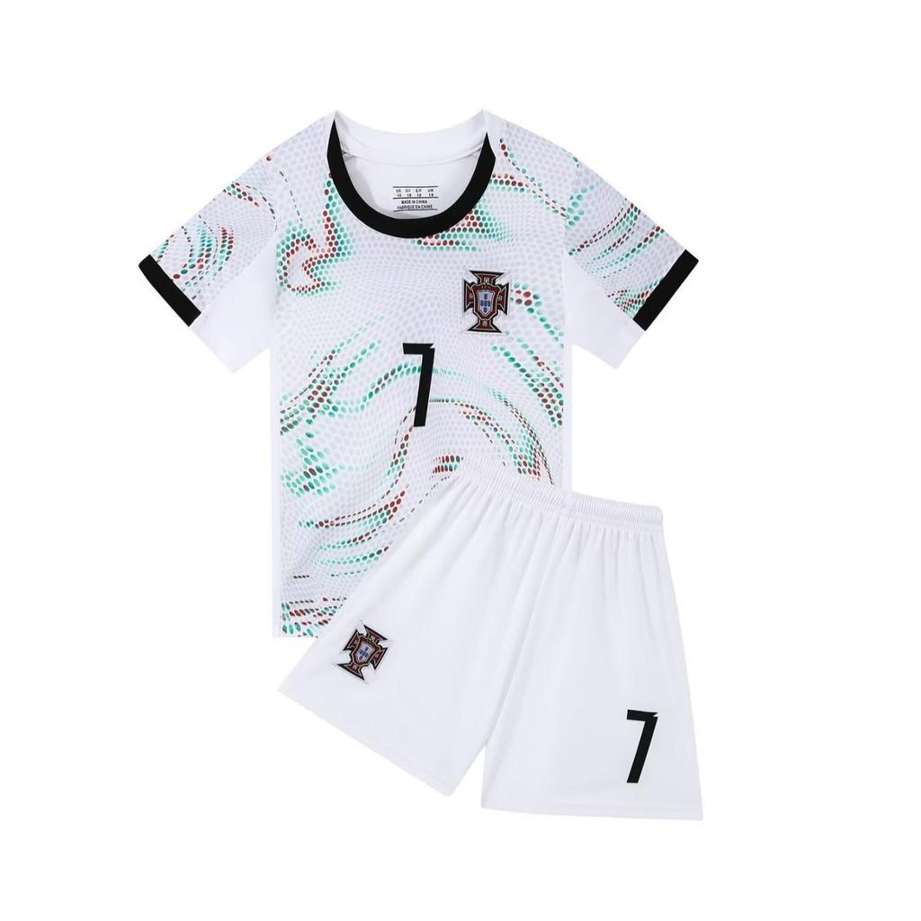 Portugal Uit Wit Nee. 7 Ronaldo Voetbalshirt, Maten 14-3XL voor Kinderen & Volwassenen
