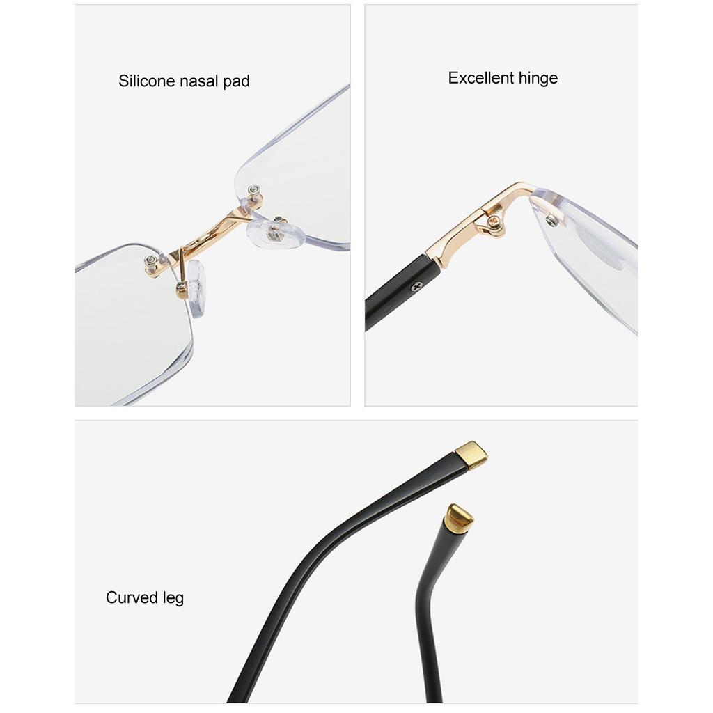 Presbyopic Glasses High Definition Lens Reading Glasses Blue Light Blocking Men Frameless High Definition Lens for The Elderly