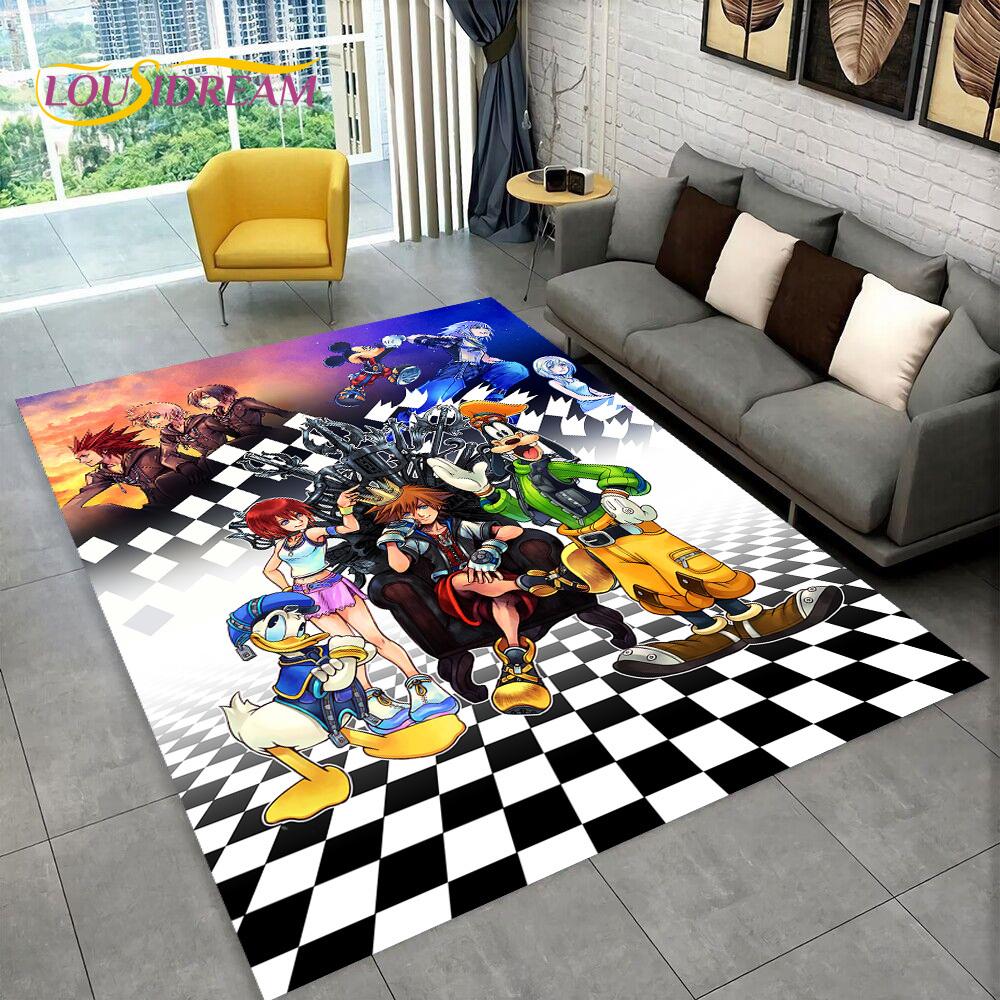 3D Cartoon Kingdom Hearts Game Carpet Rug for Home Living Room Bedroom Sofa Doormat Decor,kids Play Area Rug Non-slip Floor Mat