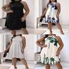 Plant Floral Summer Sleeveless Backless Tie Dress For Vacation And Beach