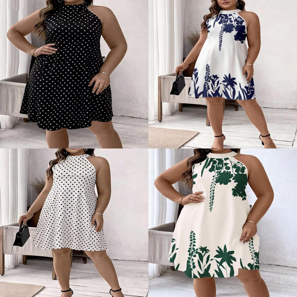 Plant Floral Summer Sleeveless Backless Tie Dress For Vacation And Beach