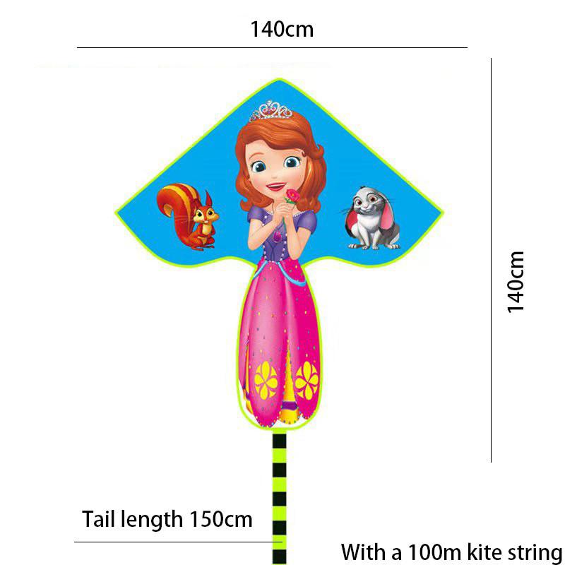 Triangular Cartoon Kite With Curved Edge For Children In Parks And Markets