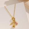 Doreen Box 1pc Gold Plated Moon Star Charm Necklace Stainless Steel & Brass For Women Stylish Dainty Jewelry Gift 40cm + 5cm