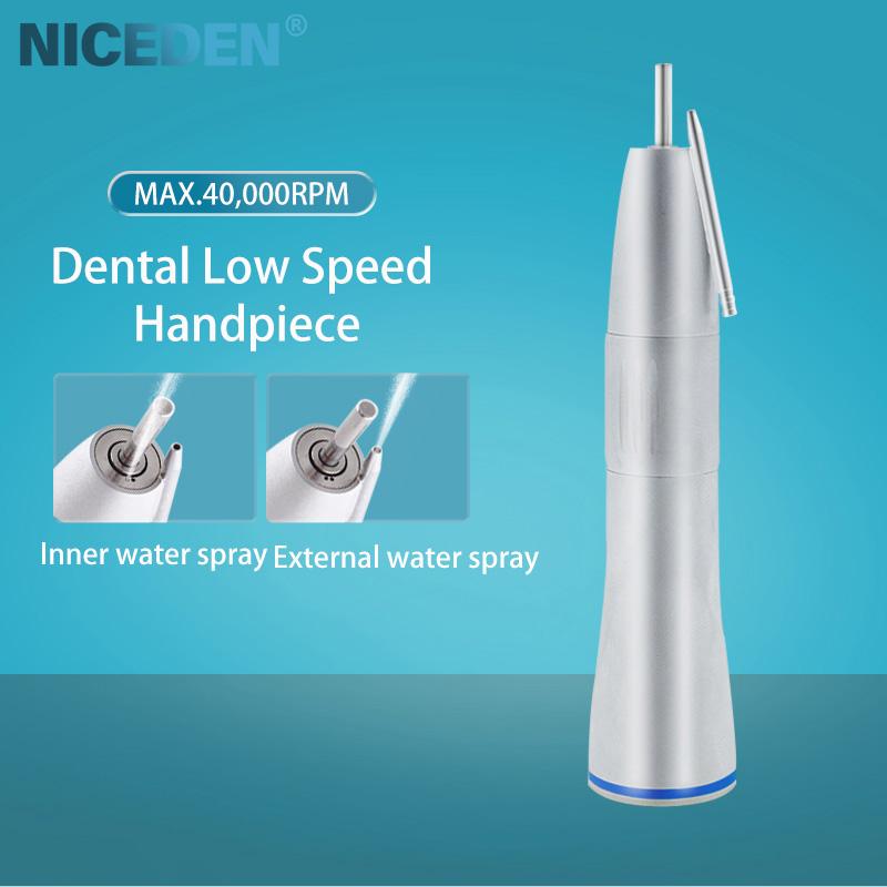Niceden Dental Blue Ring LED E-type External Water Spray Straight Handpiece Dentistry Tools Low Speed Handpiece