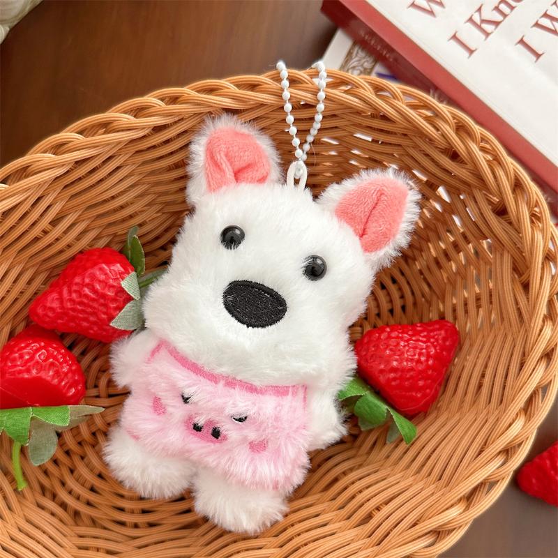 Cute Cartoon Plush Squeak Puppy Keychain Bag Pendant Charms Kawaii Animal Doll Pendant Accessories For Women Kids Gifts