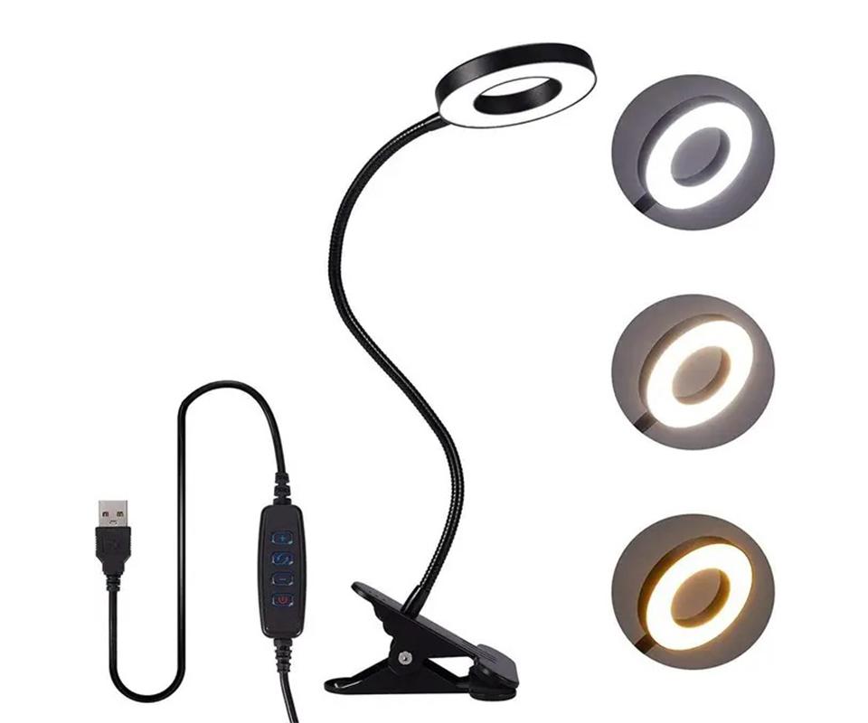 Bedside Night Light Lamp Usb Read Book Led Lights 3D Ring Night Lights For Bedroom Desk Clip Night Lamp With Dimmer