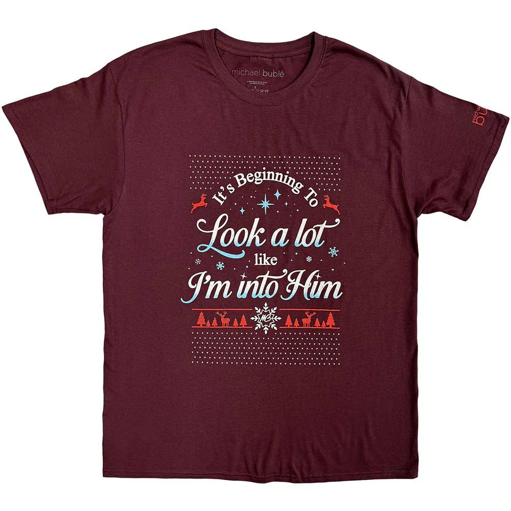 Michael Buble T-Shirt: Into Him (Maroon Red) OFFICIAL NEW XXXL